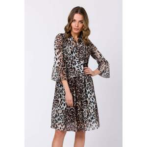 Béžové leopardie šaty S337