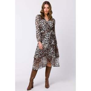 Béžové leopardie zavinovacie šaty S341