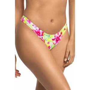 Žlto-fuchsiové kvetované plavkové tangá High Cut Cheeky Bikini Floral