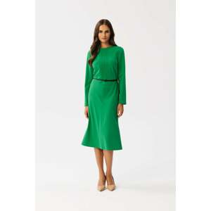 Zelené midi šaty s dlhým rukávom S347