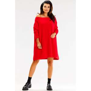 Červené svetrové oversized šaty A618