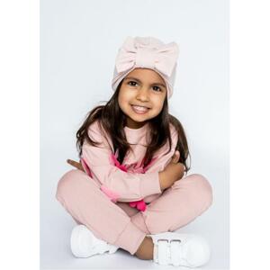 Dievčenská čiapka s mašľou I LOVE MILK v ružovej farbe